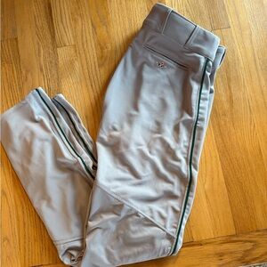 Men's Gray Baseball Pants with Hunter Green Stripe